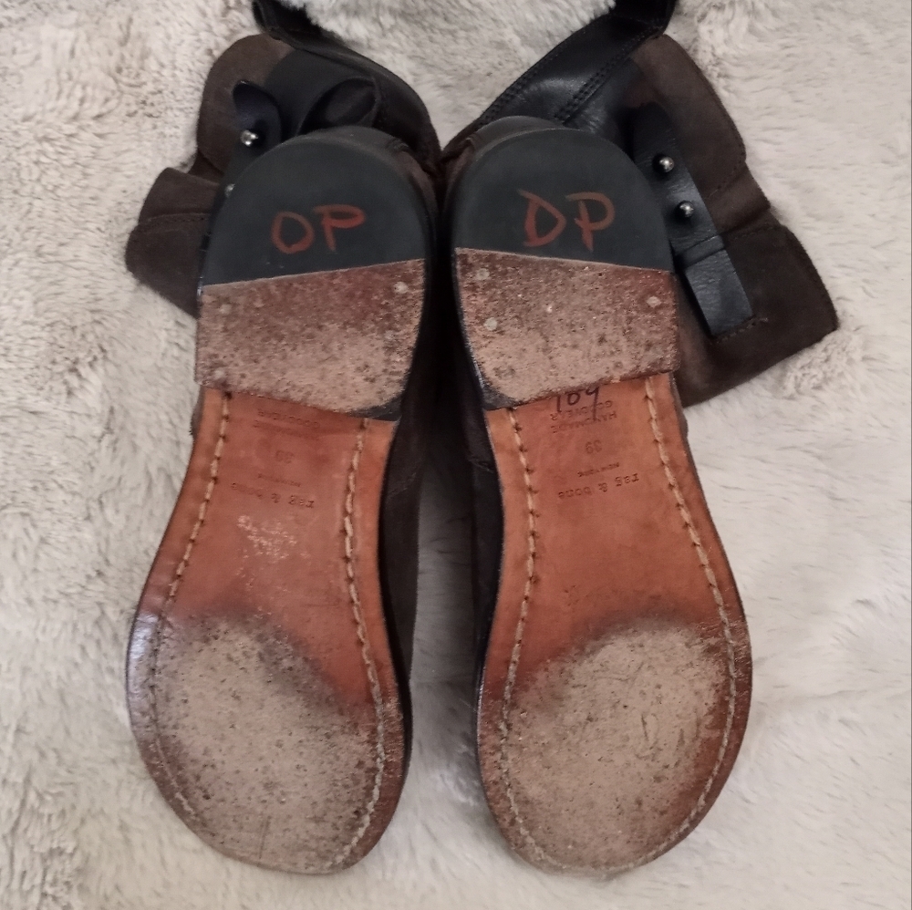 Rag & Bone Y2K Distressed Leather Slouchy Boho Moto Grey Brown Buckled Boot 8 - Picture 9 of 9